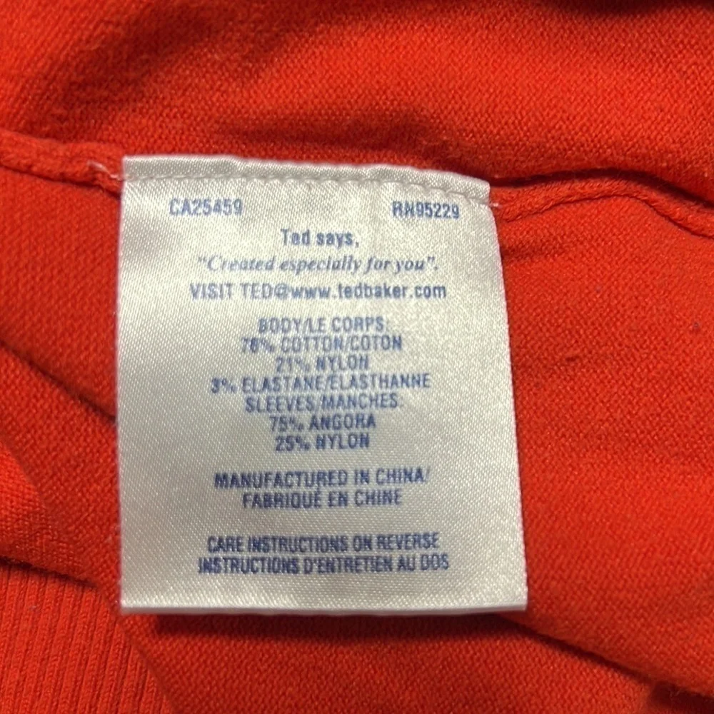 Ted Baker Crewneck Pullover with Felted Short Sleeves and Back Button Detail